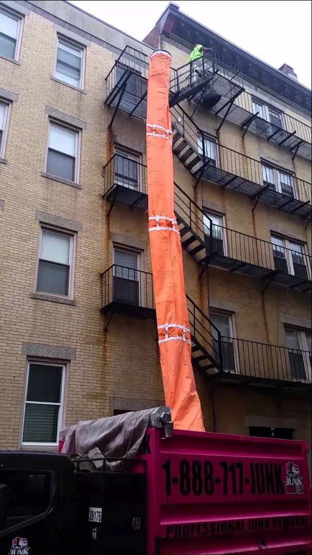 EasyChute 50 ft debris chute down a fire escape