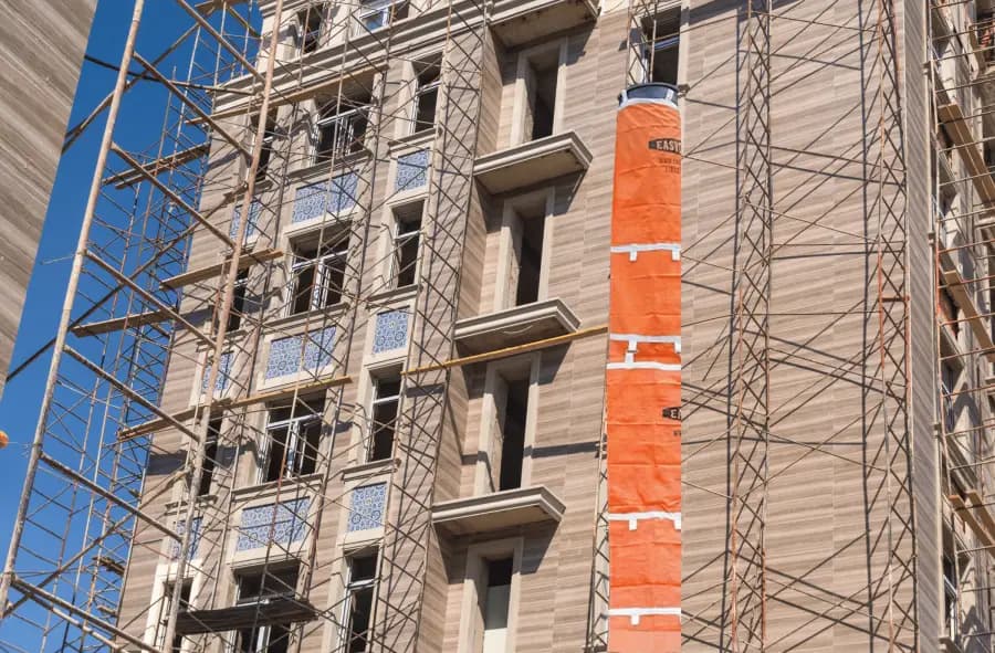 debris chute setup for family renovations maine contractors